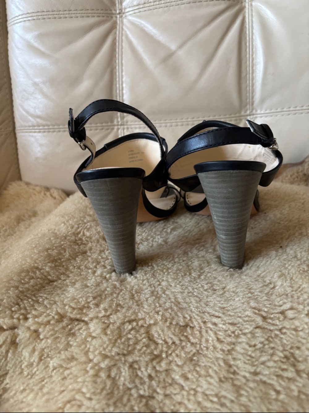 Coach Black Leather Tassel Slingback Sandals with Ankle Strap - Picture 4 of 11